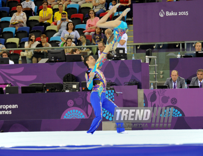 İlk Avropa Oyunları çərçivəsində gimnastika üzrə yarışların növbəti mərhələsi davam edir. Bakı, Azərbaycan, 17 iyun 2015